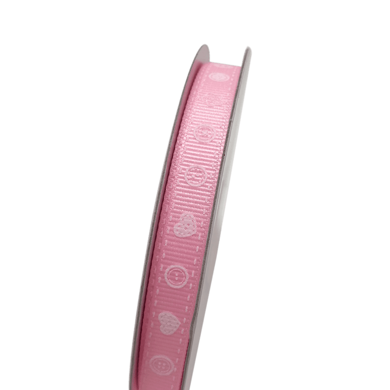 Pink - Heart Circle Flower - Grosgrain Ribbon Baby Design ( W: 3/8 inch | L: 25 Yards )
